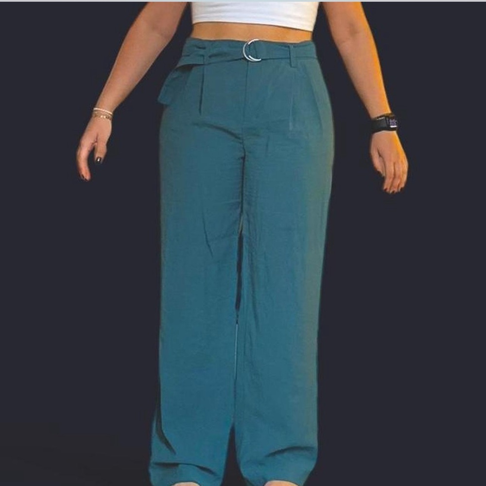 Women's Teal High-Waisted Pants